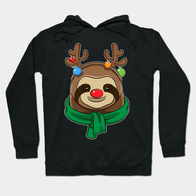 Cute The Red-Nosed Sloth Reindeer Hoodie by teeleoshirts